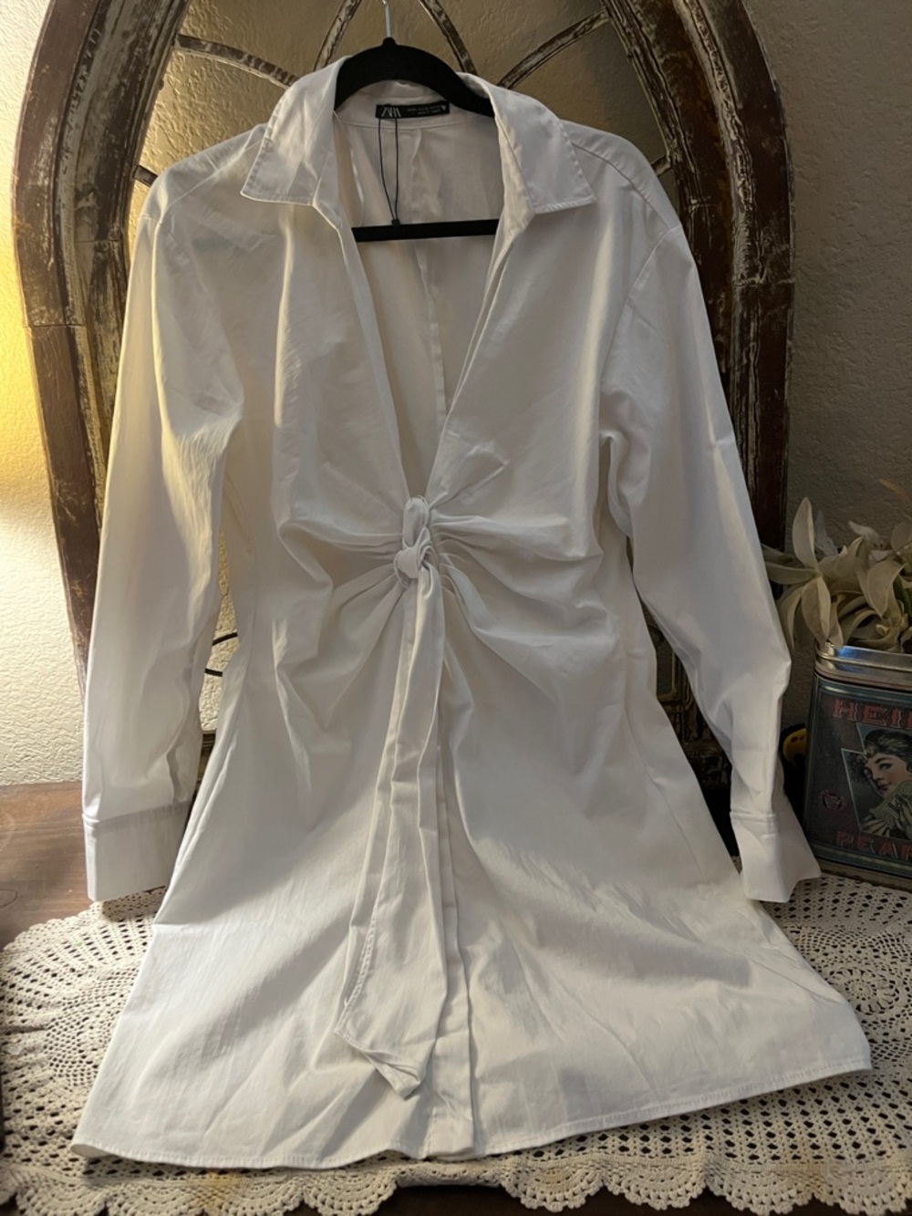 Zara Womans White Dress Black Label Detail, Size  XL , Made in Turkey
